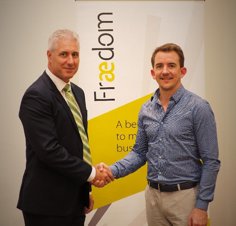 United Kingdom travel and expense management solution provider, Fraedom, today (July 28) announced the opening of its first Asian office in Hong Kong. Pictured are its Commercial Partnerships Director of Asia, Mr Gareth Parrington (right) and Vice President, Sales and Client Management of Hogg Robinson Group, Asia Pacific, Mr Tim Hannan (left).

