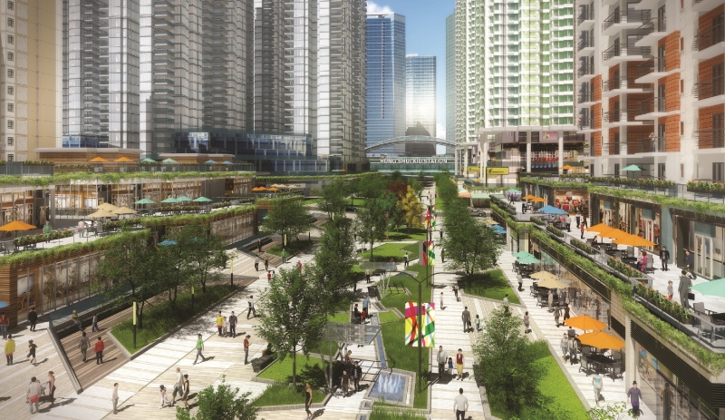The Planning Department and the Civil Engineering and Development Department today (September 5) announced the Hung Shui Kiu (HSK) New Development Area (NDA) Revised Recommended Outline Development Plan. Picture shows a rendering of the proposed pedestrian street with retail frontage in the HSK NDA.