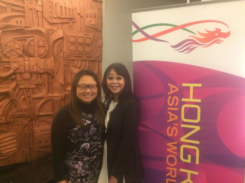 The Deputy Representative of the Hong Kong Economic and Trade Office, Brussels, Miss Alice Choi (left), with Hong Kong film director Mabel Cheung at the Asian Film Festival in Carpi, Italy, on October 13.