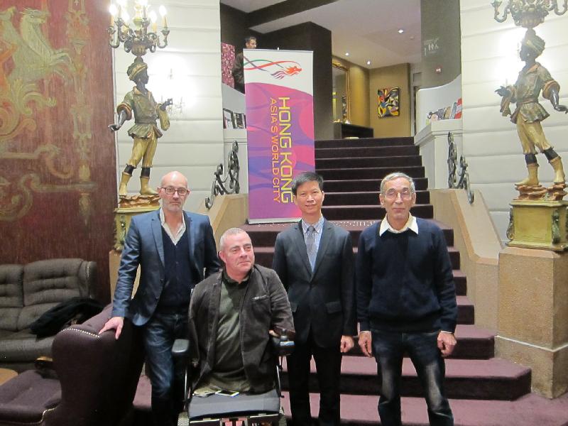 From left: The Artistic Director of the 3 Continents Festival, Mr Jérôme Baron; the Deputy Mayor of Nantes in charge of culture, Mr David Martineau; the Deputy Representative of the Hong Kong Economic and Trade Office in  Brussels, Mr Sam Hui; and the President of the 3 Continents Festival, Mr Georges Cavalié, at the reception in Nantes, France, on November 24.