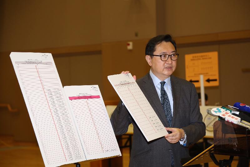 The Chairman of the Electoral Affairs Commission, Mr Justice Barnabas Fung Wah, today (December 7)
introduces the special features of the ballot paper for the 2016 Election Committee Subsector Ordinary Elections.