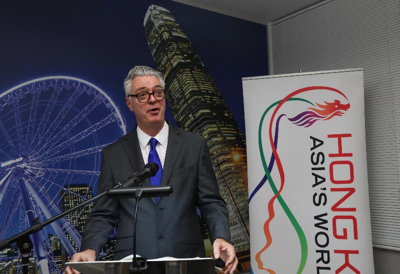 The UK's Economic Secretary to the Treasury, Mr Simon Kirby, delivers a speech at a reception for the London-Hong Kong Financial Services Forum 2016 on December 6 (London time).