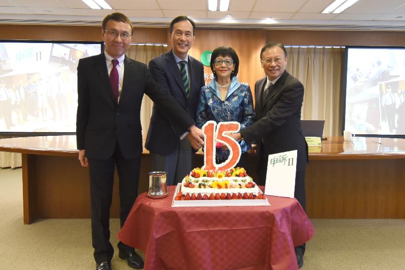 Today (December 19) marked the 15th anniversary of the Office of The Ombudsman as a statutory body independent of the Government. Photo shows (from left) Assistant Ombudsman Mr Tony Ma; the Deputy Ombudsman, Mr So Kam-shing; The Ombudsman, Ms Connie Lau; and Assistant Ombudsman Mr Frederick Tong at the press conference.