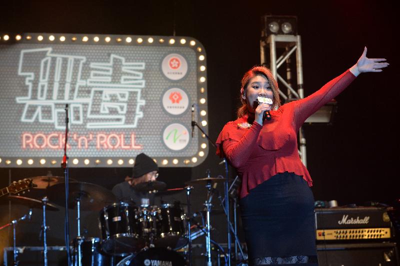 Singer Joyce Cheng performs at the band show entitled "Anti-drug Rock 'n' Roll" tonight (December 19).

