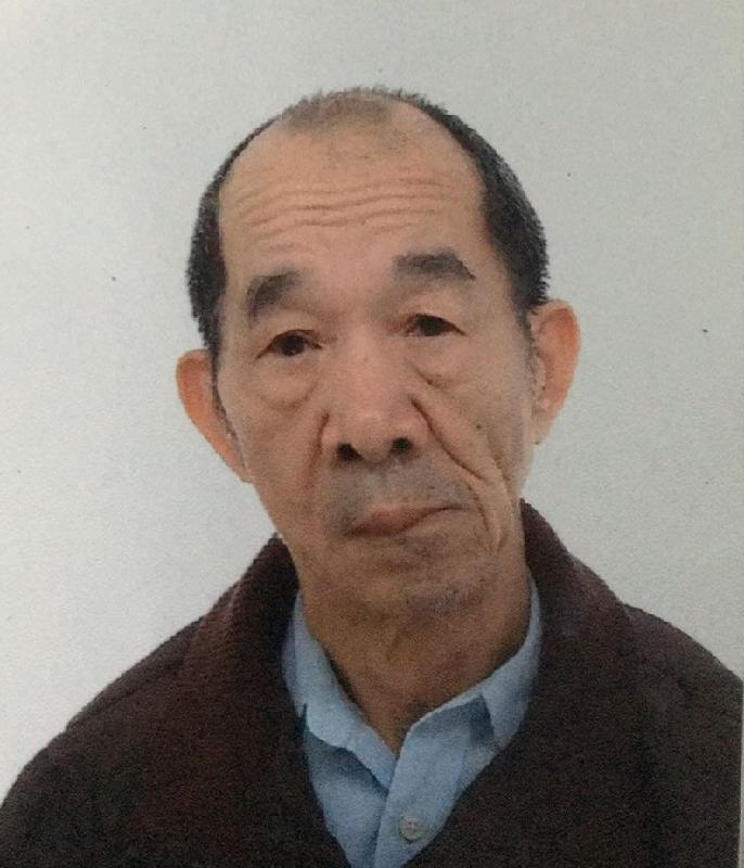 Lam Tam-kong, aged 74, is about 1.65 metres tall, 50 kilograms in weight and of thin build. He has a pointed face with yellow complexion and short straight black hair. He was last seen wearing a beige jacket, black trousers and brown slippers.