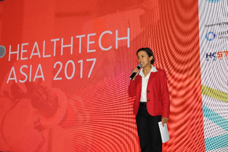 Invest Hong Kong's second StartmeupHK Festival was successfully held from January 16 to 20. Pictured is the founder of APAC BioHealth Consulting, Ms Karin Munasinghe, at Healthtech Asia 2017 today (January 20).
