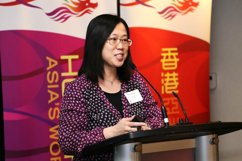 The Hong Kong Economic and Trade Office (Toronto) (Toronto ETO) and the Hong Kong Tourism Board (Canada) held  a Lunar New Year reception in Toronto today (February 16, Toronto time). Photo shows the Director of the Toronto ETO, Miss Kathy Chan, delivering her welcoming remarks.