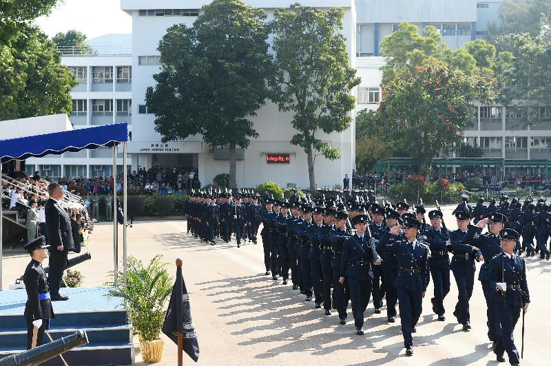 Non-Official Member of the Executive Council, Mr Chow Chung-kong, today (February 18) attends the passing-out parade held at Police College.