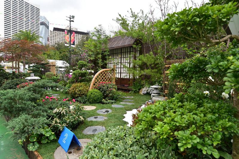 花卉及植物展品比賽是香港花卉展覽的主要活動之一，大會今日（三月十一日）公布比賽的得獎名單。圖為康樂及文化事務署東方園圃比賽的冠軍園圃。

