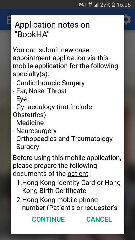 The Hospital Authority's mobile application "BookHA" has been extended to three more specialties.