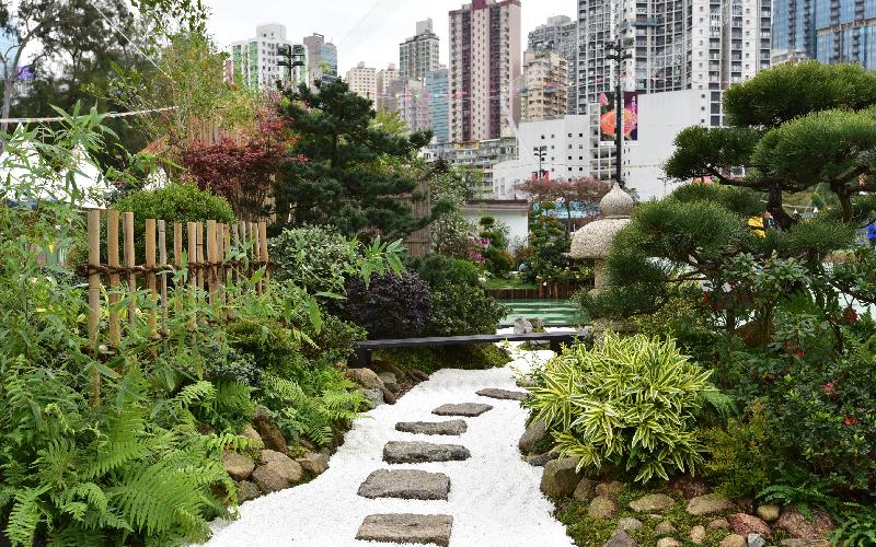 The Hong Kong Flower Show 2017 is currently running at Victoria Park. Exhibits include the winning entries of the Leisure and Cultural Services Department's Oriental Style Garden Plot Competition and Western Style Garden Plot Competition. The winner of the Environmental Cup for an Oriental Style Garden is Tsuen Wan District's "Japanese Zen Garden".