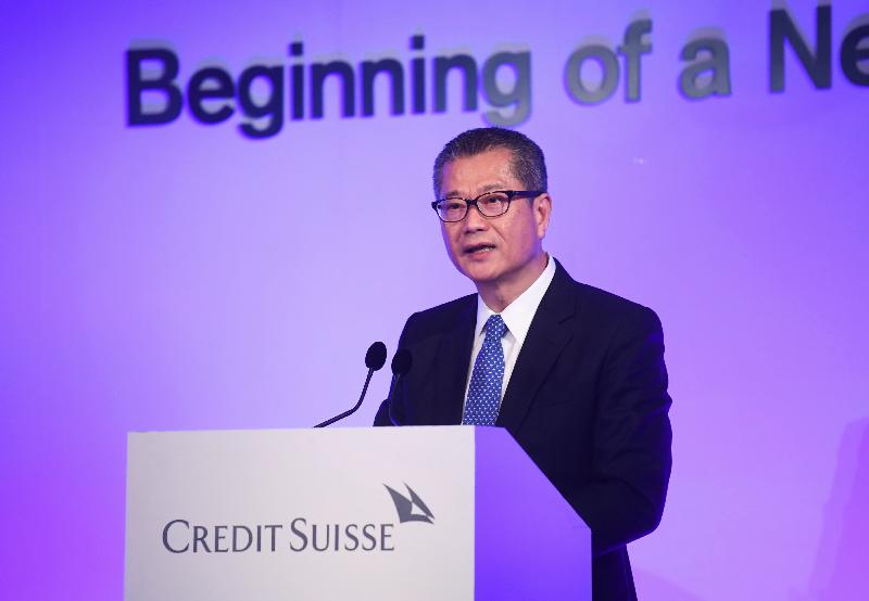 The Financial Secretary, Mr Paul Chan, speaks at the Credit Suisse Asian Investment Conference 2017 this afternoon (March 27).