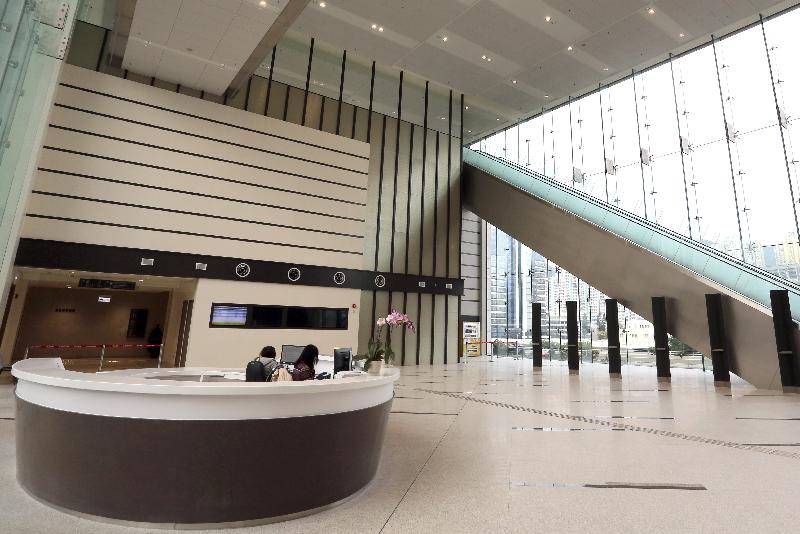 The Chief Justice of the Court of Final Appeal, Mr Geoffrey Ma Tao-li, officiated at the opening ceremony of the West Kowloon Law Courts Building today (May 12). Picture shows the atrium of the West Kowloon Law Courts Building.