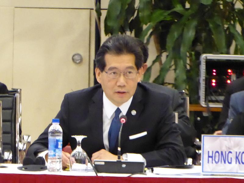 The Secretary for Commerce and Economic Development, Mr Gregory So, joins the discussion session themed "Toward an APEC Post 2020 Vision" at the Asia-Pacific Economic Cooperation Ministers Responsible for Trade Meeting in Hanoi, Vietnam today (May 21).