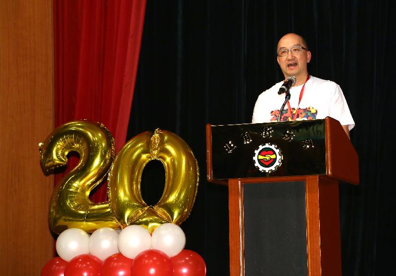 The Secretary for Constitutional and Mainland Affairs, Mr Raymond Tam, speaks at the launching ceremony of the "Celebrations for All" project in Yau Tsim Mong District today (June 17).