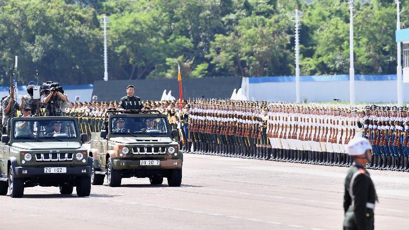 President Xi Jinping inspects the troops of the People's Liberation Army Hong Kong Garrison at Shek Kong Barracks this morning (June 30).