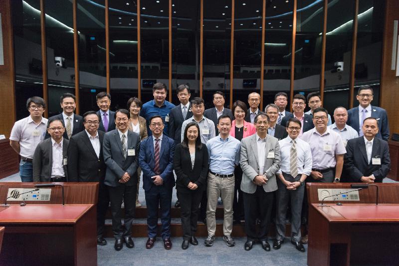 Members of the Legislative Council (LegCo) and the Sai Kung District Council pictured after the meeting held at a LegCo Complex today (July 7). 