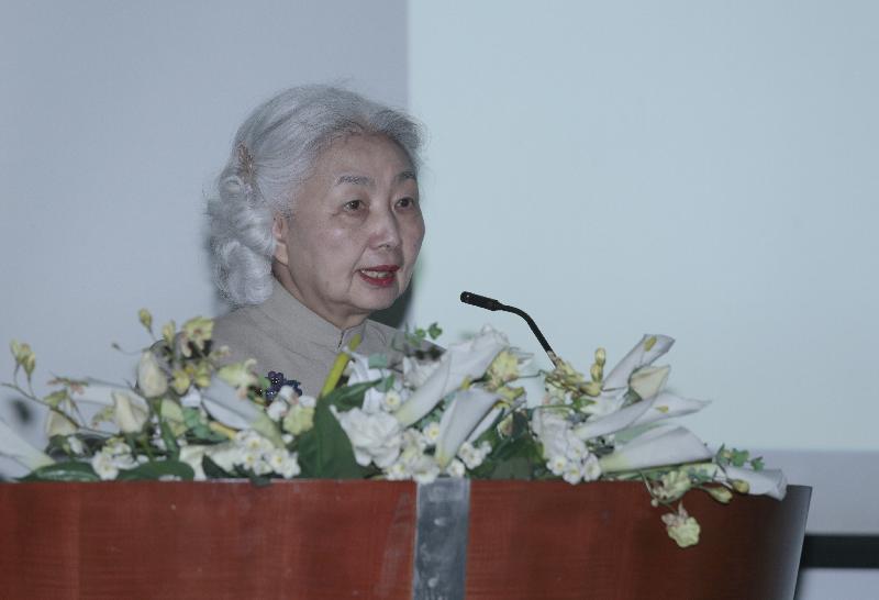 The Deputy Director of the HKSAR Basic Law Committee of the Standing Committee of the National People's Congress, Ms Elsie Leung, delivers a speech at the Seminar on Implementation of the Basic Law and its Impact on the Development of Hong Kong today (July 8).