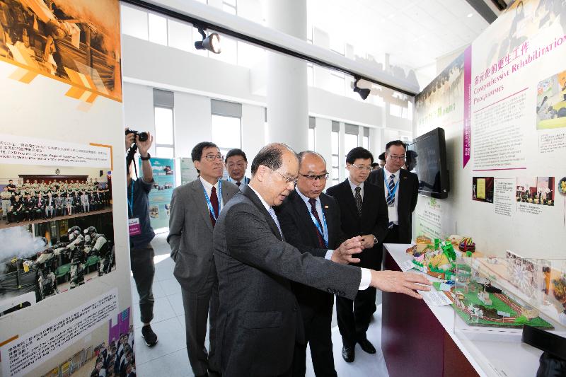 The Chief Secretary for Administration, Mr Matthew Cheung Kin-chung (fourth right), and the Secretary for Security, Mr John Lee (second right), are today (July 19) accompanied by Correctional Services Department officials to visit a timeline display on the evolution of correctional services in Hong Kong at Conference 2017 - Evolution of Corrections.