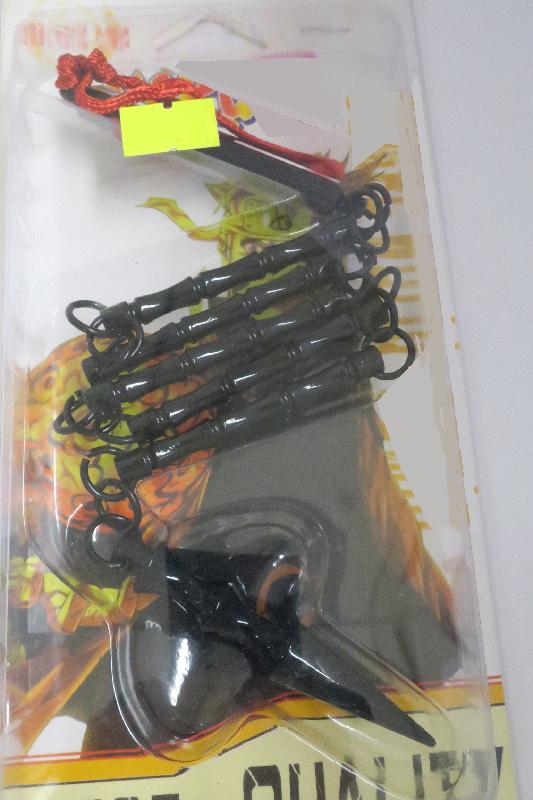 Hong Kong Customs conducted spot check operations in Sham Shui Po in the past two weeks, and ordered five retailers to store 249 suspected unsafe "ani-com weapon" toys in specified places. Photo shows one of the suspected unsafe toys in the shape of a sectioned whip.
