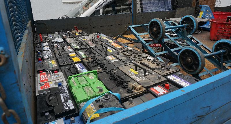 Photo shows seized waste lead acid batteries during an enforcement operation conducted by the Environmental Protection Department in January.