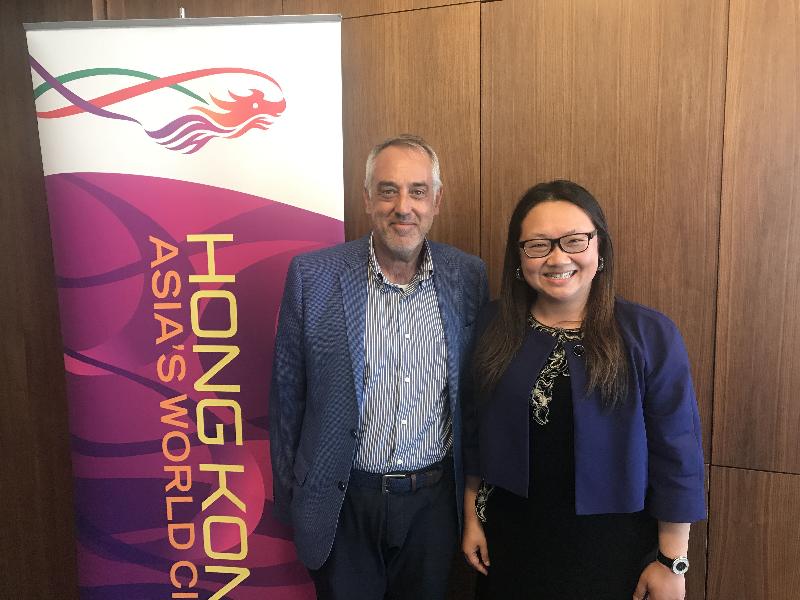The Deputy Representative of the Hong Kong Economic and Trade Office in Brussels, Miss Alice Choi, meets with the Mayor of Tricase, Italy, Mr Carlo Chiuri, on September 7 (Tricase time).