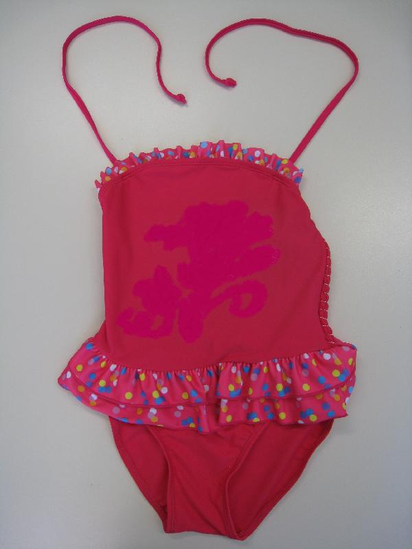 Hong Kong Customs today (September 15) alerted members of the public to the potential strangulation hazards posed by the cords of two models of children's swimwear. Photo shows one of the two models of children's swimwear.