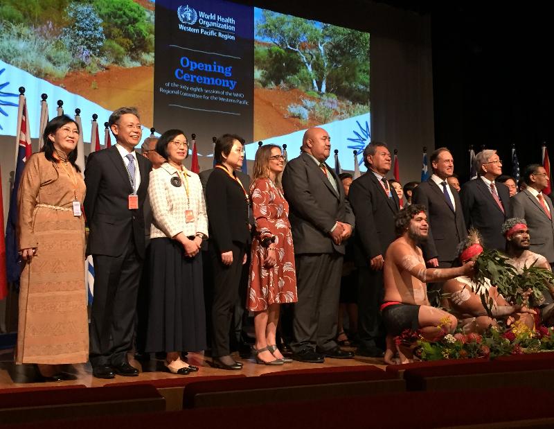 The Secretary for Food and Health, Professor Sophia Chan (third left), today (October 9) attends the opening ceremony of the 68th session of the World Health Organization Regional Committee for the Western Pacific in Brisbane, Australia.