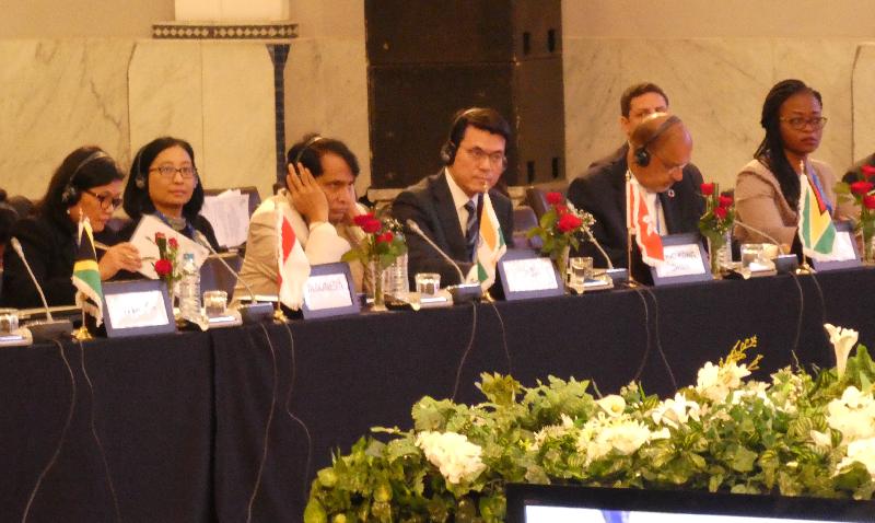 The Secretary for Commerce and Economic Development, Mr Edward Yau (third right), attended the discussion session themed "What can be realistically achieved at the 11th World Trade Organization Ministerial Conference" during the World Trade Organization Informal Ministerial Gathering in Marrakesh, Morocco yesterday (October 9, Marrakesh time).