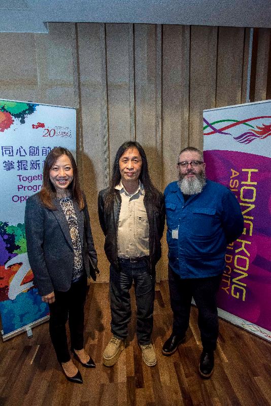 The Director-General of the Hong Kong Economic and Trade Office, London, Ms Priscilla To (first left), is pictured at the opening screening of "Creative Visions: Hong Kong Cinema 1997-2017" film festival in Manchester, with the director of "The Sleep Curse" Mr Herman Yau (centre); and the Senior Visiting Curator (Film) of HOME, Mr Andy Willis (first right) on October 7.
