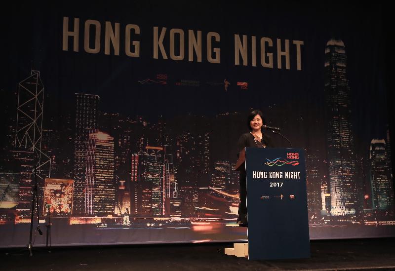 香港駐東京經濟貿易首席代表翁佩雯今晚（十月十五日）在韓國釜山舉行「香港夜」酒會上致辭。