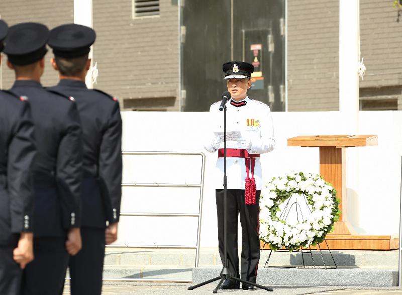 消防處處長李建日今日（十月二十六日）在「消防處紀念日」儀式上致辭。