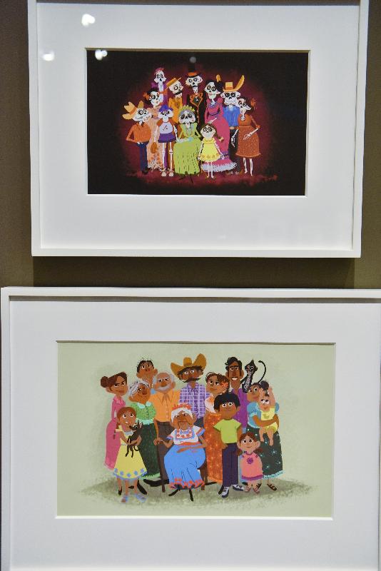 The opening ceremony of "Pixar 30 Years of Animation: Hong Kong Celebration of Friendship and Family" exhibition was held today (November 17) at the Hong Kong Heritage Museum. Picture shows artworks of the new film "Coco".