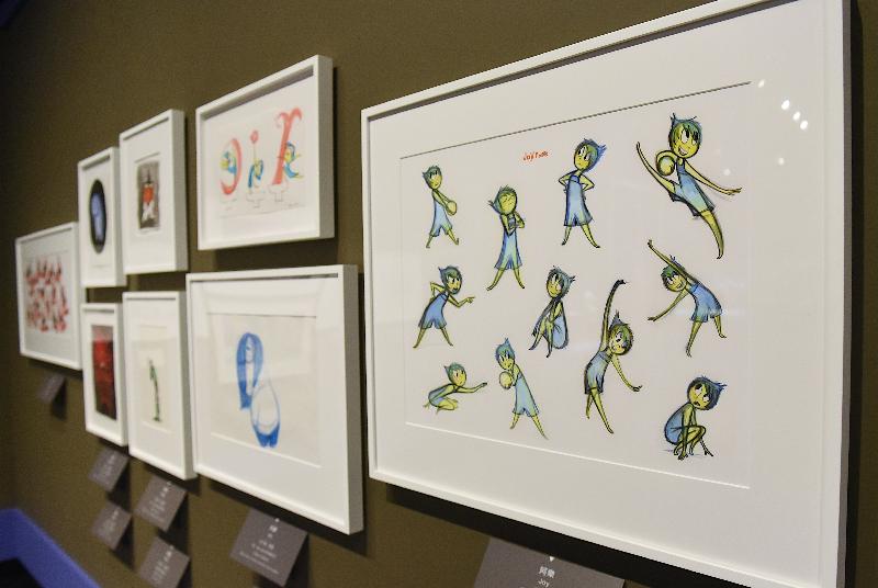 The opening ceremony of "Pixar 30 Years of Animation: Hong Kong Celebration of Friendship and Family" exhibition was held today (November 17) at the Hong Kong Heritage Museum. Picture shows artworks of "Inside Out" (2015).