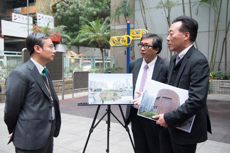 Legislative Council Duty Roster Member Dr Pierre Chan today (February 9) visits the proposed site for the relocation of the Harcourt Road Fresh Water Pumping Station at Lockhart Road Playground and receives a briefing from government representatives on the relocation plan.