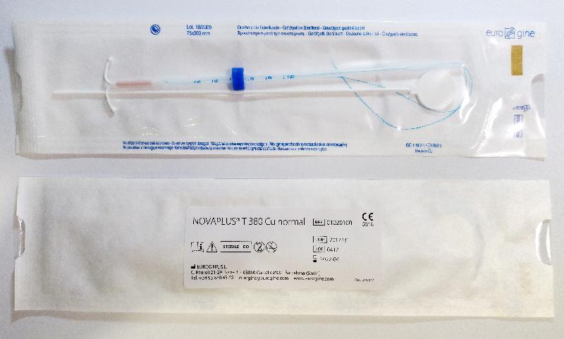 The Department of Health today (March 14) drew the public's attention to the recall of intrauterine devices manufactured by Eurogine SL. Photo shows one of the affected models, Novaplus T380 Cu Normal.