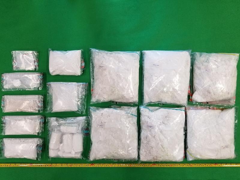 Hong Kong Customs seized in total about 14 kilograms of suspected cocaine with an estimated market value of about $14 million during two operations conducted on March 16 and yesterday (March 19).