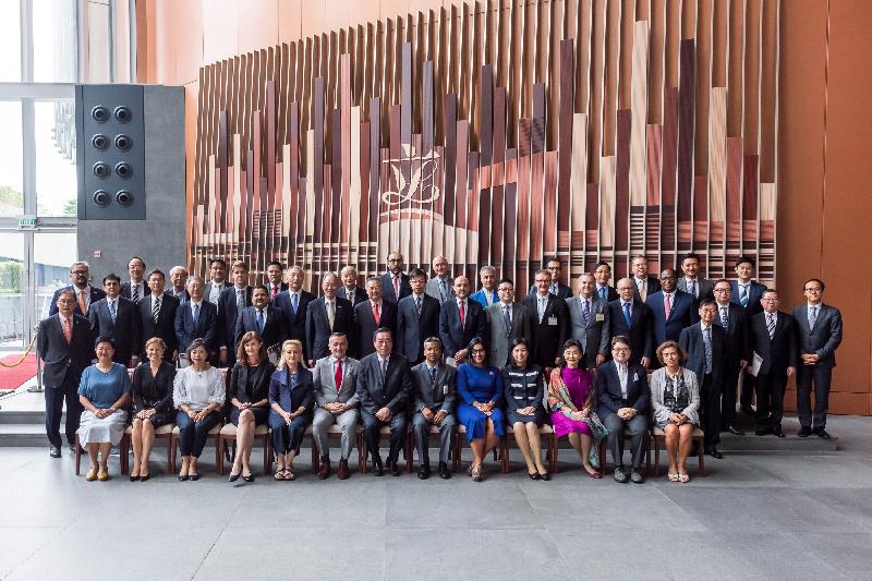 The President of the Legislative Council (LegCo), Mr Andrew Leung (front row, centre), and LegCo Members today (May 7) pictured with consuls-general in Hong Kong or their representatives and members of the Association of Honorary Consuls in Hong Kong & Macau SAR, China in the LegCo Complex.