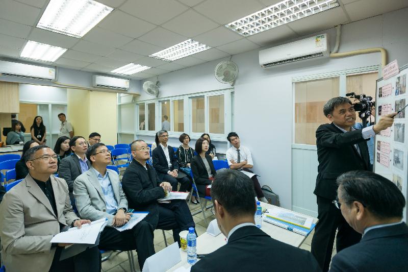 Legislative Council Members today (May 8) receive a briefing by a representative of the Housing Department on the procedures and situation when residents move into On Tai Estate in Kwun Tong.