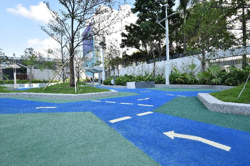 Hing Wah Street West Playground will be opened on June 1. Photo shows the designated tricycling area in the children's playground.
