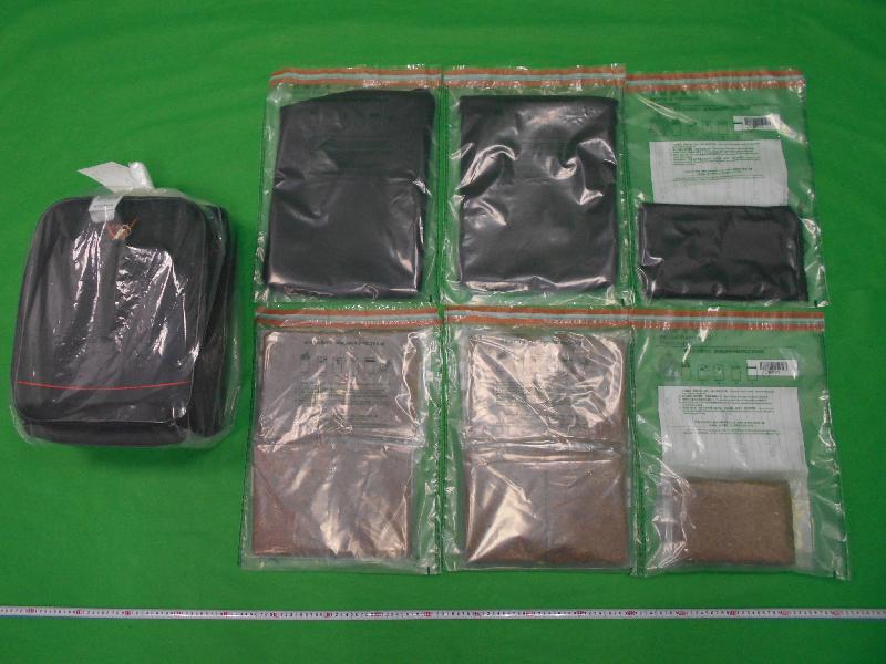 Hong Kong Customs seized about 5.2 kilograms of suspected herbal cannabis with an estimated market value of about $1.4 million at Hong Kong International Airport on May 20.