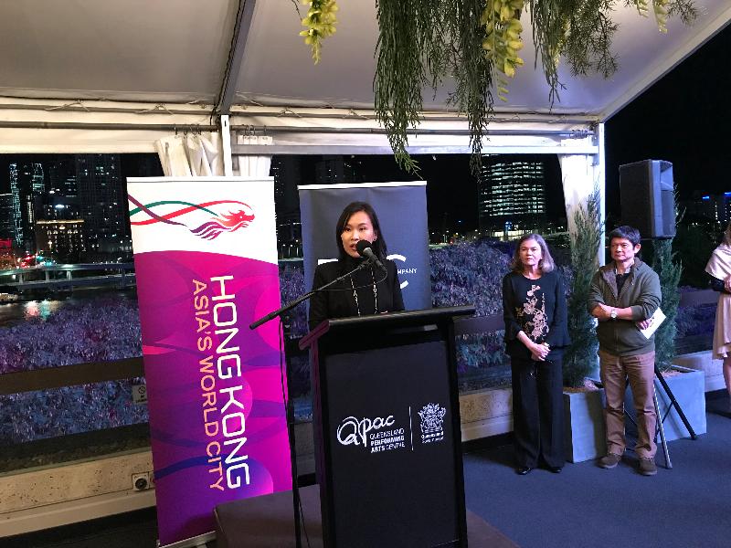 The Deputy Director of the Hong Kong Economic and Trade Office, Sydney, Ms Winnie Chan, spoke at the post-performance reception of "4Seasons" at the Queensland Performing Arts Centre in Brisbane on June 14.