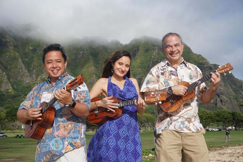 Hawaiian ukulele masters Herb Ohta Jr (left), Taimane (centre) and Chris Kamaka (right) will perform together for the first time this July at the "Ukulele Ohana Jam" concert. 