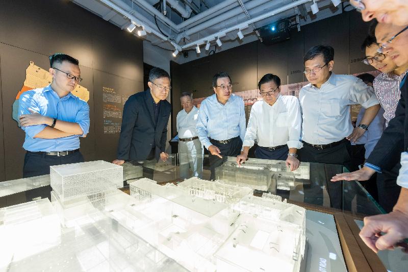 The Legislative Council (LegCo) Panel on Development visited Tai Kwun today (July 6). Photo shows LegCo Members touring the Visitor Centre at the Barrack Block at Tai Kwun to have an overview of the revitalised Central Police Station Compound and its heritage offerings.