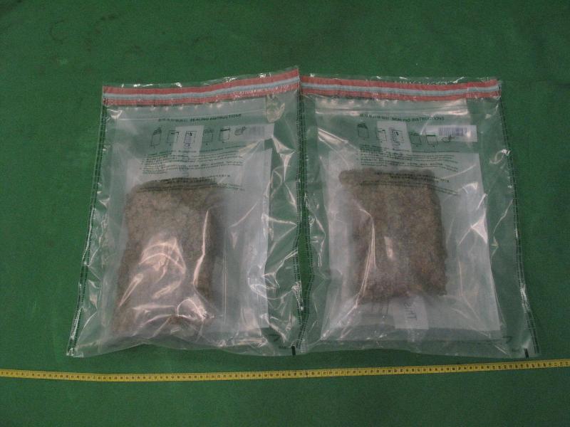 Hong Kong Customs seized about one kilogram of suspected cannabis buds with an estimated market value of about $220,000 at the Hong Kong International Airport on August 2. Photo shows the suspected cannabis buds seized.