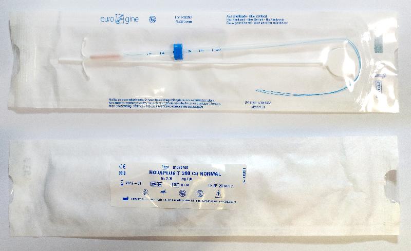 The Department of Health today (August 23) drew the public's attention to the further recall of intrauterine devices manufactured by Eurogine SL. Photo shows one of the affected models, Novaplus T380 Cu Normal. 