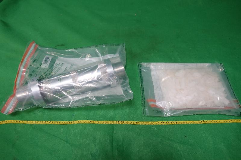 Hong Kong Customs seized about 1.1 kilograms of suspected methamphetamine with an estimated market value of about $600,000 at Hong Kong International Airport on August 23.