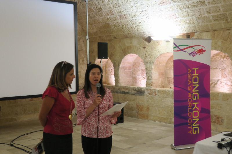 At the Salento International Film Festival in Tricase, Italy, on September 6 (Tricase time), the Deputy Representative of the Hong Kong Economic and Trade Office in Brussels, Miss Fiona Chau (right), encouraged Italian talents to go to Hong Kong and become part of Hong Kong's vibrant creative industries.