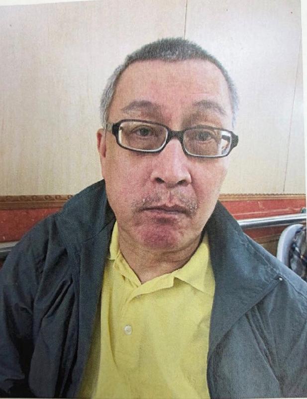Lau Yiu-lung, aged 62, is about 1.75 metres tall, 95 kilograms in weight and of fat build. He has a round face with yellow complexion and short straight grey hair. He was last seen wearing a black and white stripes short-sleeved shirt, dark trousers, black shoes and a pair of glasses.