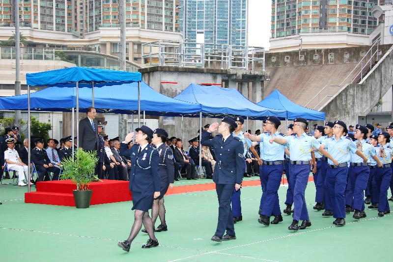 The Civil Aid Service (CAS) Cadet Corps held its 50th Anniversary Parade at the CAS Headquarters today (September 9).  Photo shows the cadets marching past the dais with confidence.
